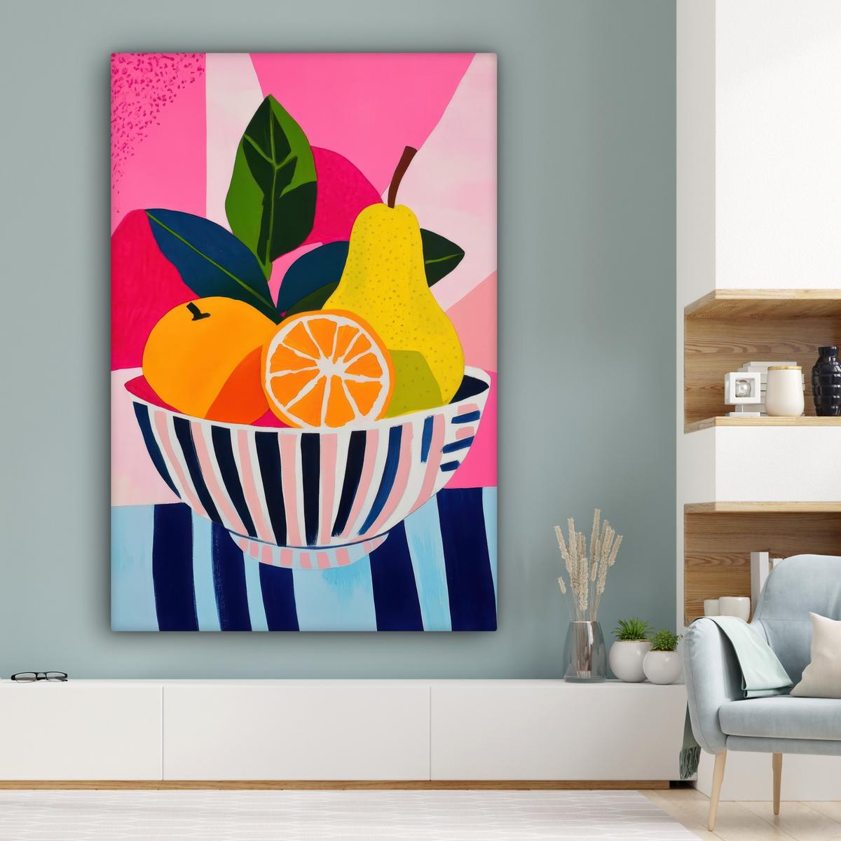 LEINWANDBILD Obst - Abstrakter Hintergrund - Rosa Deko Groß 90x140 cm - Pink, Textil (90/140cm) - MuchoWow