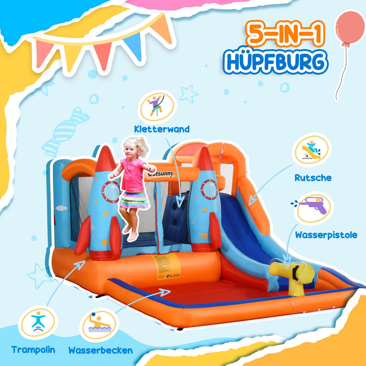 HÜPFBURG - Multicolor, Kunststoff (250/350cm) - Outsunny