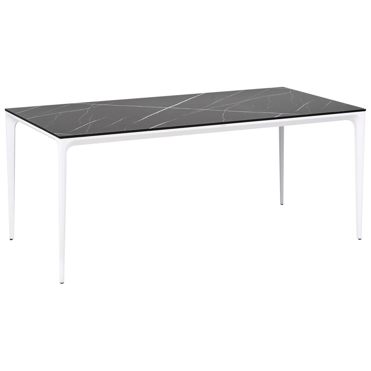 GARTENTISCH 180/90 cm Marmor Optik Schwarzer Marmor Sovareto - Schwarz, Kunststoff (180/90/75cm) - Beliani