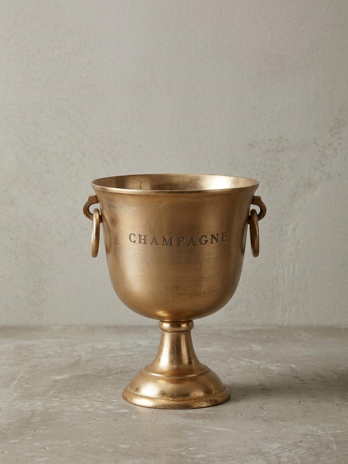 CHAMPAGNERKÜHLER Aluminium Modern 2 Flaschen Ringgriffe ALBEGNA, Gold 29x29x38 cm - Goldfarben, Metall (18/38cm) - KADIMA DESIGN