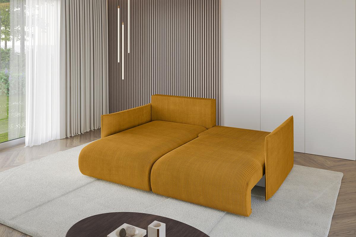 ECKSOFA Ottomane links ONESK-L 216x177x72 Senfgelb Cord - Currygelb, Holzwerkstoff/Kunststoff (216/177cm) - ALTDECOR