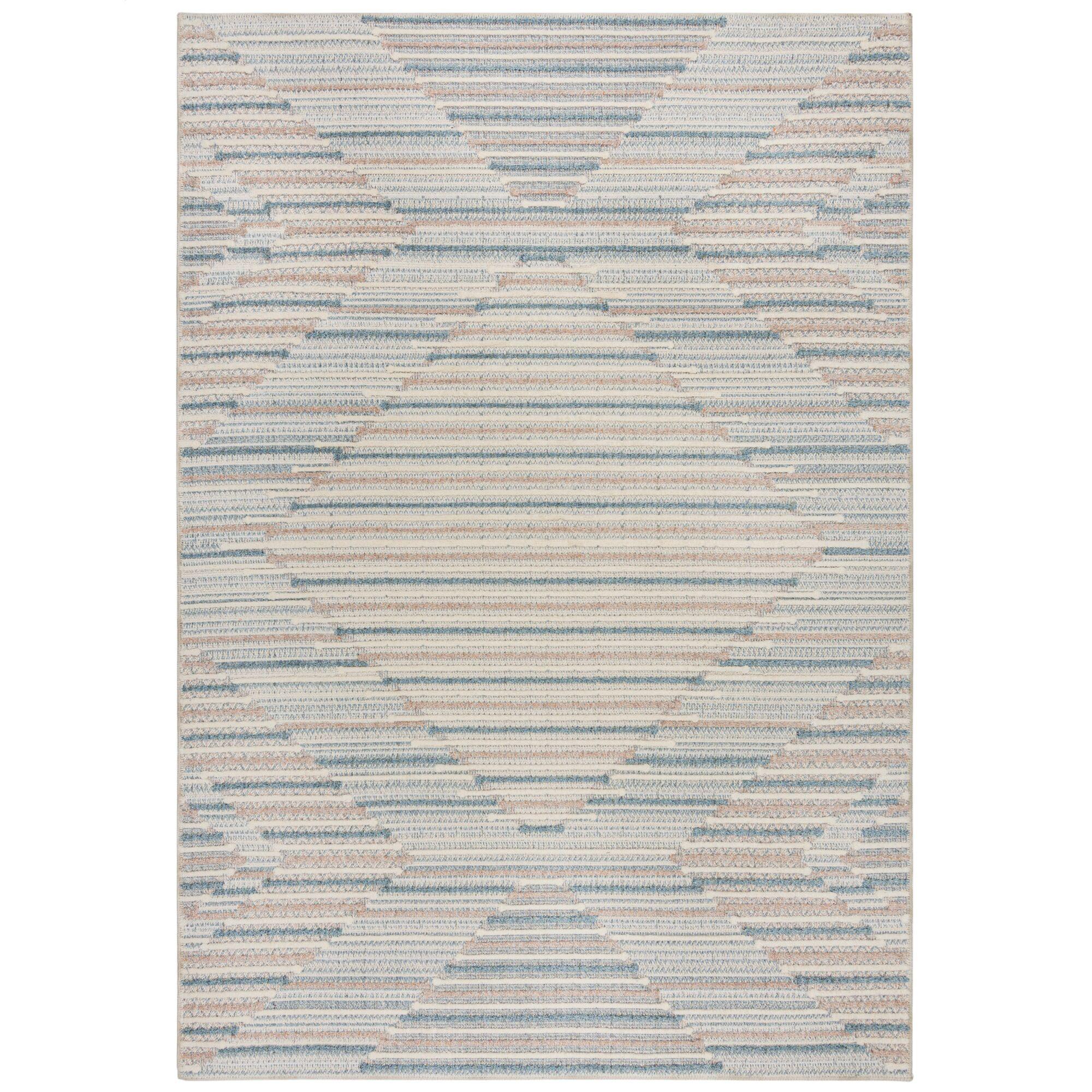 TEPPICH Waschbar RIDGE, geometrisch, Blau-Beige, 78 x 150 cm - Beige, Textil (150/78cm) - KADIMA DESIGN