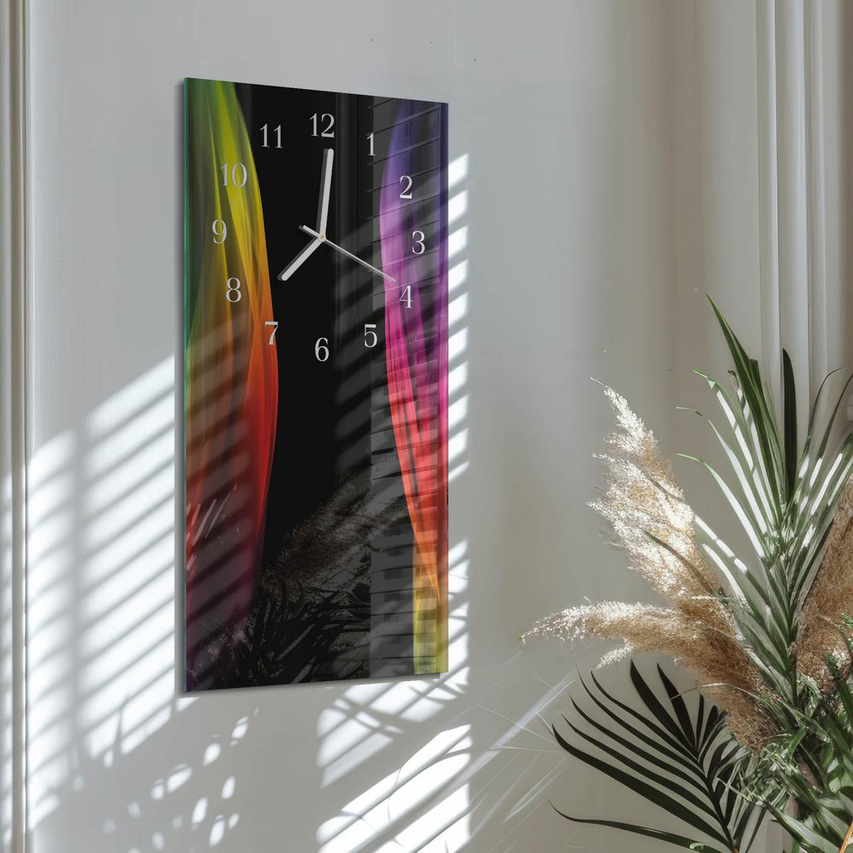 WANDUHR aus Glas 30x60 cm - Abstraktion - Multicolor, Glas (30/60/0.4cm) - TULUP