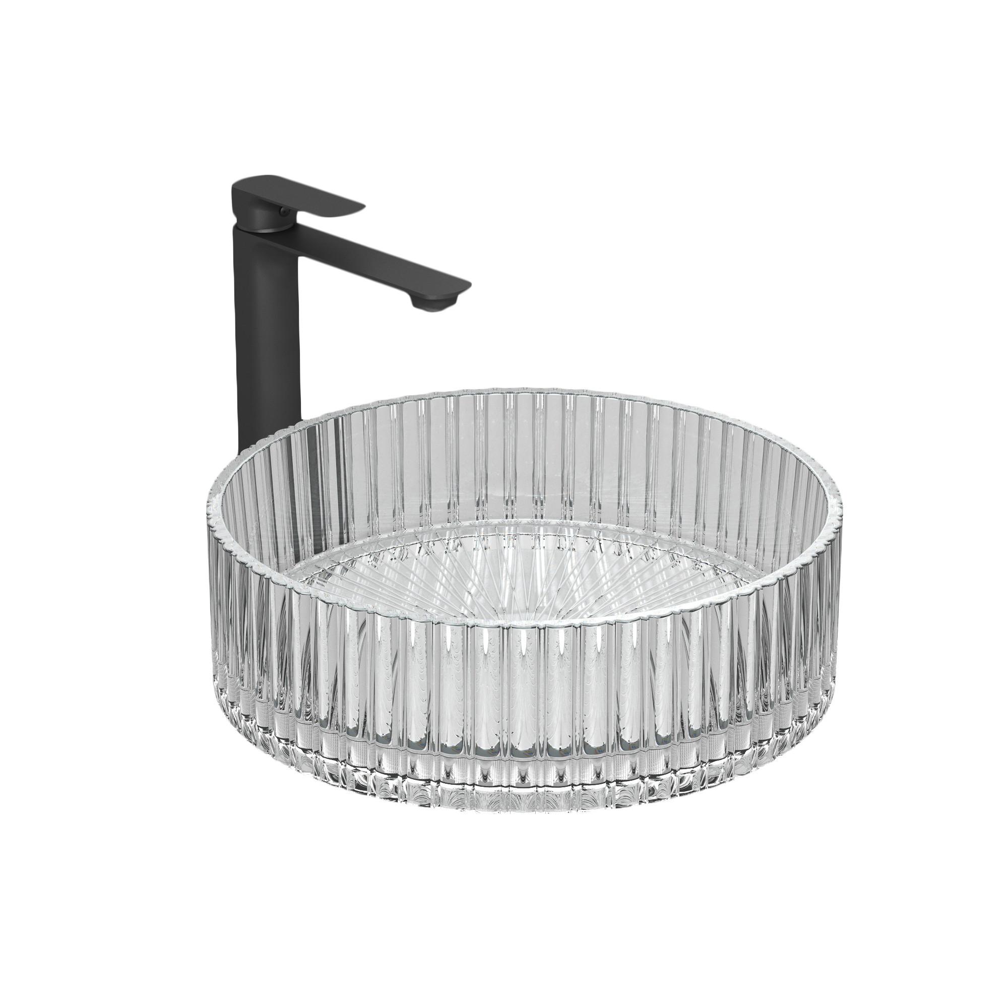 WASCHBECKEN Klarglasspüle Weiß Ø40 / 12 cm - Weiß, Glas (40/12/40cm) - EMKE