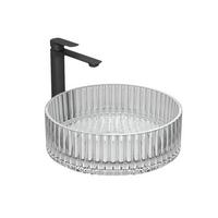 WASCHBECKEN Klarglasspüle Weiß Ø40 / 12 cm - Weiß, Glas (40/12/40cm) - EMKE