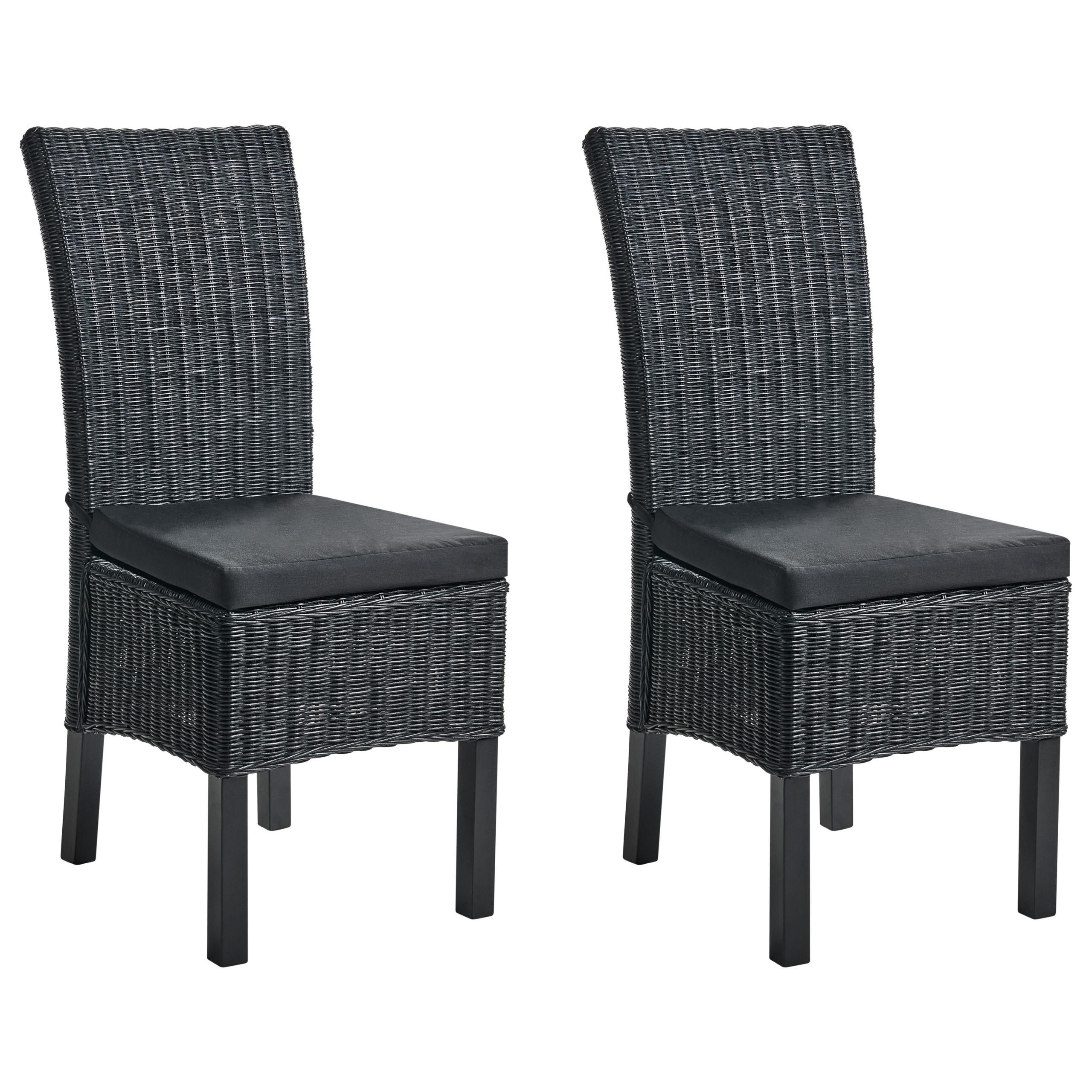 ESSZIMMERSTUHL 2er-Set Schwarz Andes - Schwarz, Naturmaterialien (43/105/50cm) - Beliani