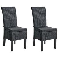 ESSZIMMERSTUHL 2er-Set Schwarz Andes - Schwarz, Naturmaterialien (43/105/50cm) - Beliani