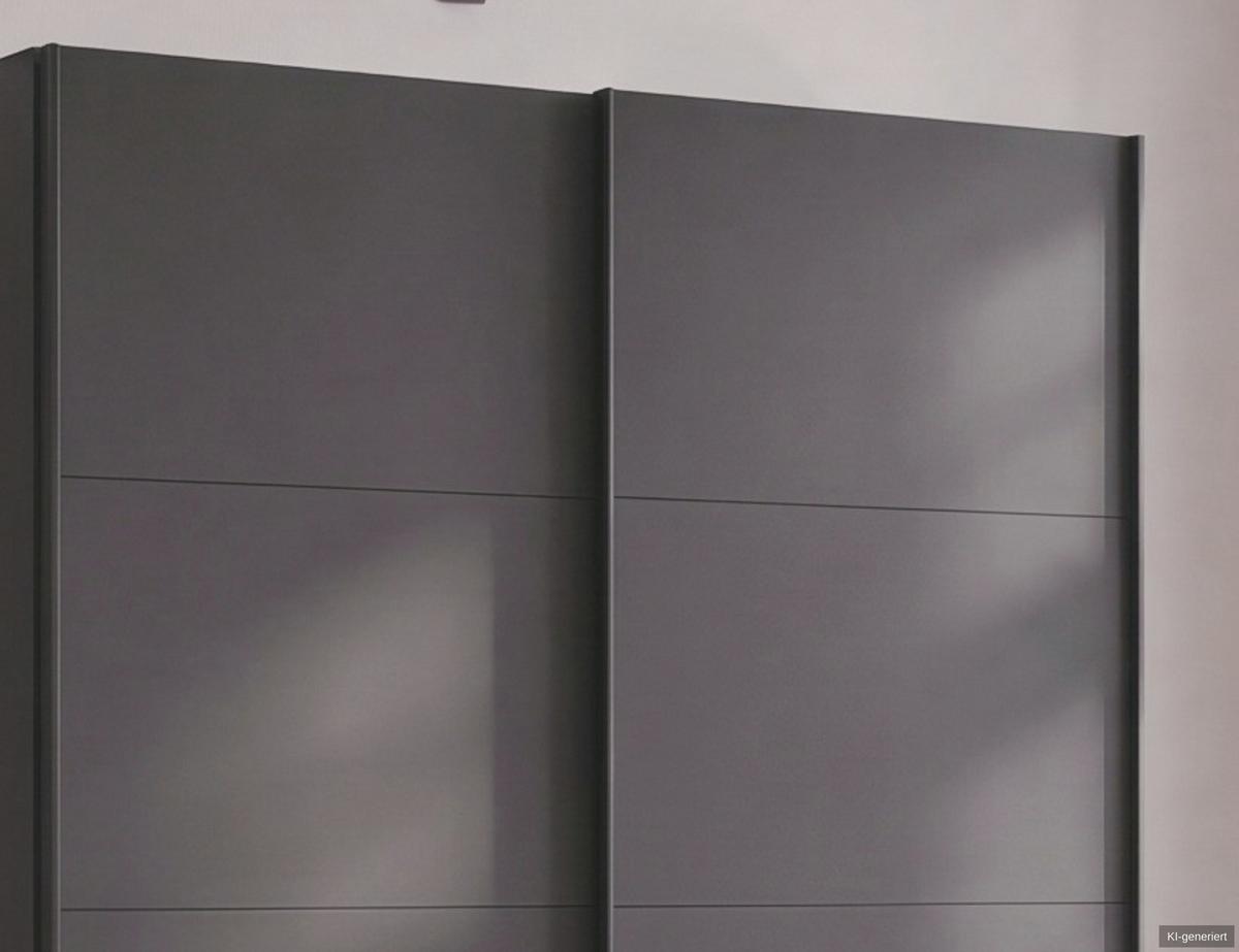SCHWEBETÜRENSCHRANK 2-türig B135/H198/T65 cm, Kleiderschrank in Grafit mit sichtbaren Schubkästen / 22665 - Schwarz/Graphitfarben, Holz/Holzwerkstoff (135/198/65cm) - luma-home