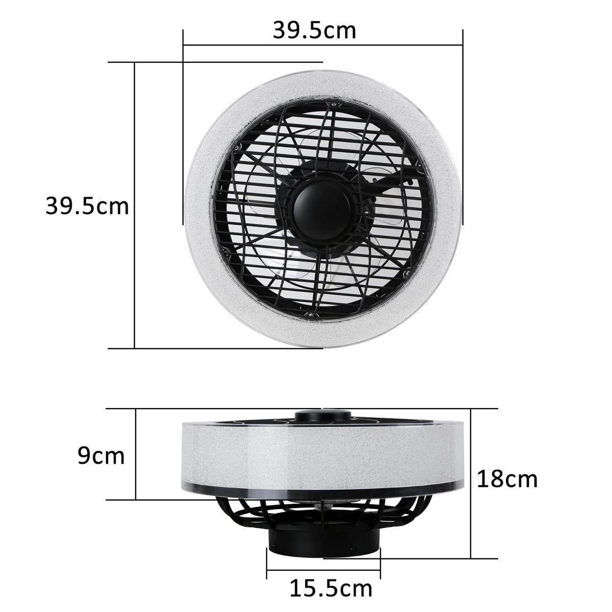 DECKENLEUCHTE mit Ventilator Hornhainbach 40.0/20.0/18.0 cm - Schwarz, Metall (40/20/18cm) - ZMH