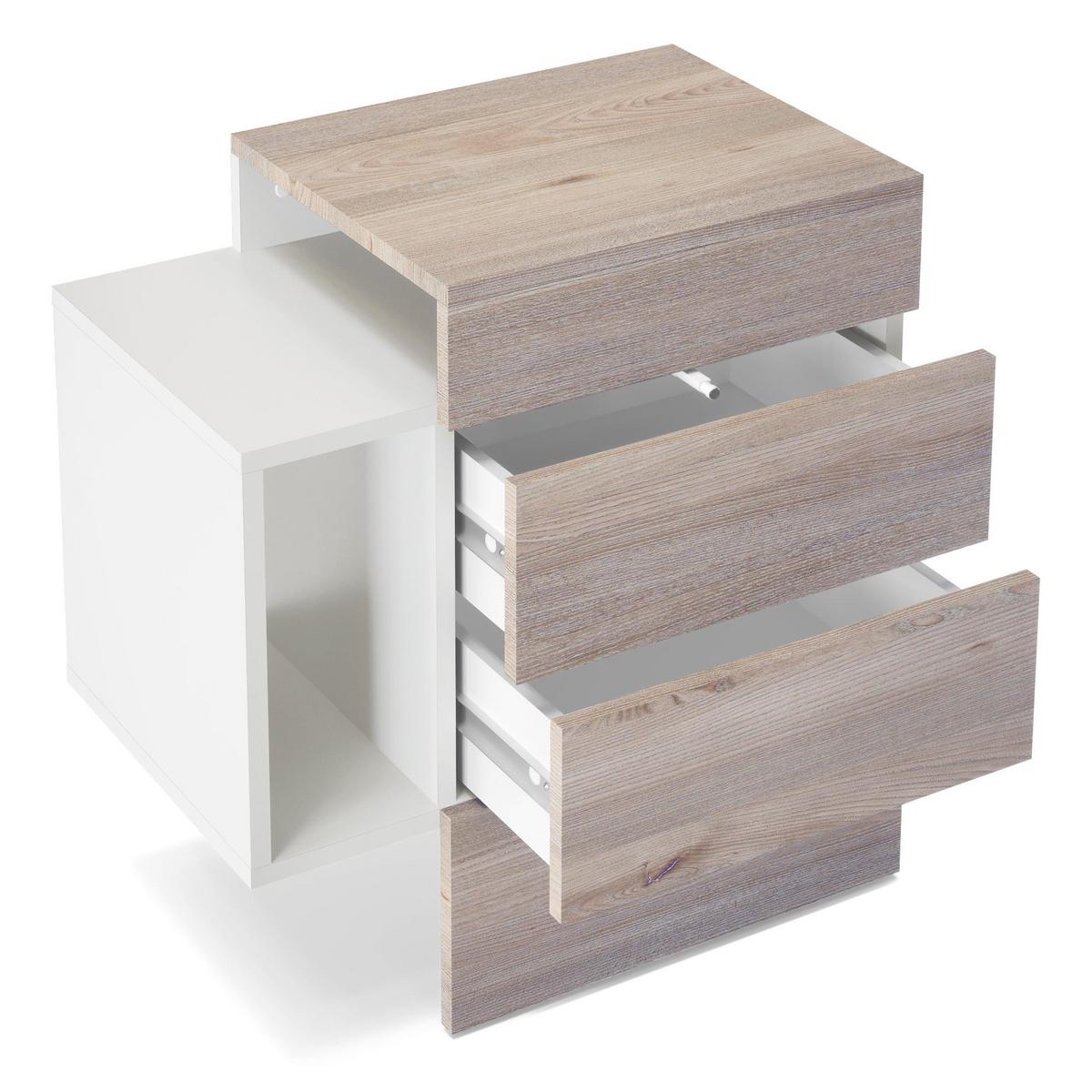 NACHTTISCH Queens Front in Grau Hochglanz - Grau, Holzwerkstoff (60/63/36cm) - Vladon