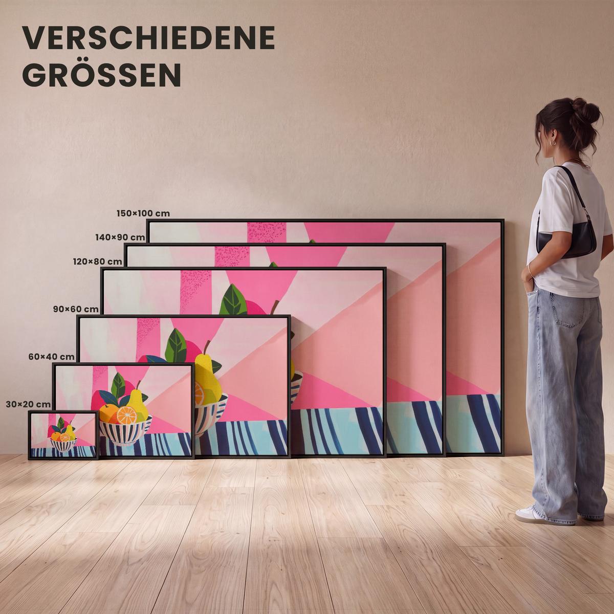 LEINWAND Bilder mit Rahmen - Obst - Abstrakter Hintergrund - Rosa - 60x40 - Pink, Textil (60/40cm) - MuchoWow