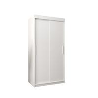 SCHIEBETÜRENSCHRANK TOKYO 200/100/62 2-türig - Silberfarben/Weiß, Holz/Kunststoff (100/200/62cm) - MÖBEL KRYSPOL