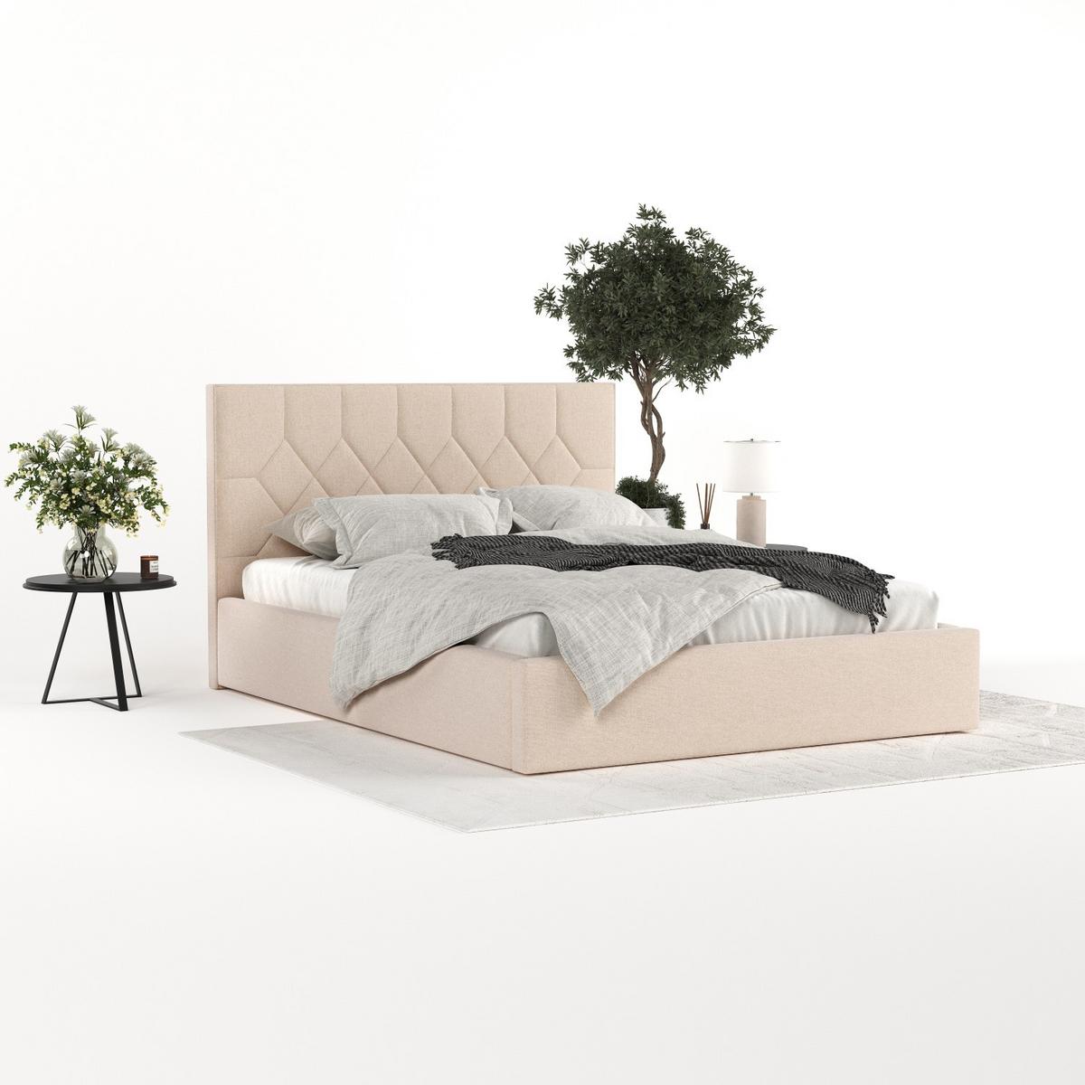 POLSTERBETT Brisa 140/200 cm Creme im Asti Stoff - Creme/Schwarz, Holz/Holzwerkstoff (140/200cm) - AltaBeds