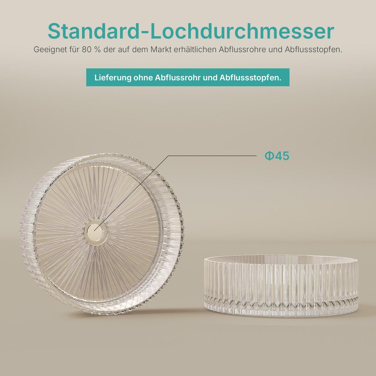 WASCHBECKEN Klarglasspüle Regenbogen Ø40 / 12 cm - Roségold, Glas (40/12/40cm) - EMKE