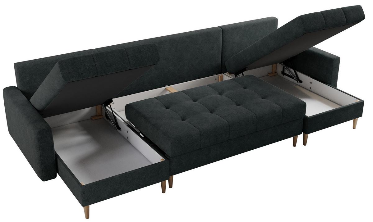 WOHNLANDSCHAFT Colin U Struktur Dunkelgrau - Dunkelgrau/Braun, Holz/Textil (290/75/140cm) - MKS