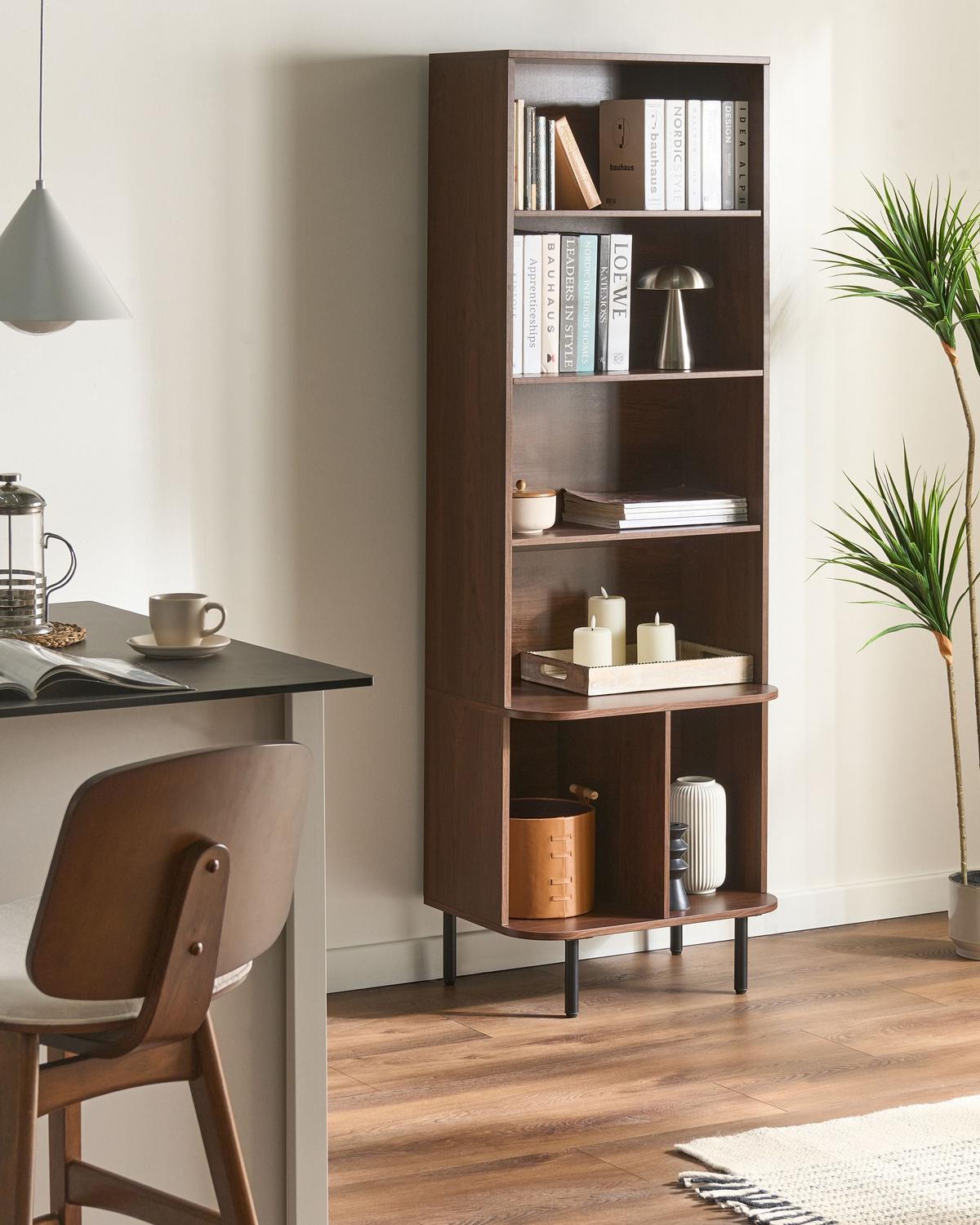 BÜCHERREGAL mit 6 Ebenen 180 cm Dunkelbraun Bradley - Dunkelbraun, Holzwerkstoff (60/180/40cm) - Beliani