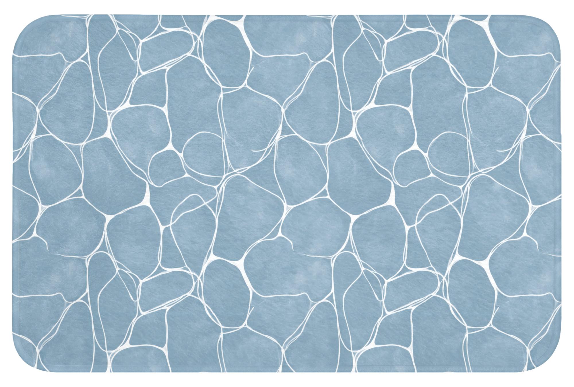 BADEMATTE Organisch - Muster - Blau Rutschfest 60x40 cm - Hellblau, Textil (60/40cm) - OnlyWow