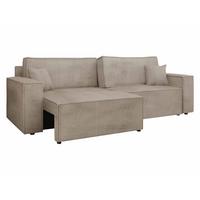 SCHLAFSOFA Karl Cord mit L-Funktion - Schwarz/Naturfarben, Holz/Kunststoff (245/82/139cm) - MIRJAN24