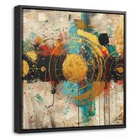 LEINWAND Bilder mit Rahmen - Abstrakt - Kunst - Gold - Modern - 20x20 - Multicolor, Textil (20/20cm) - MuchoWow