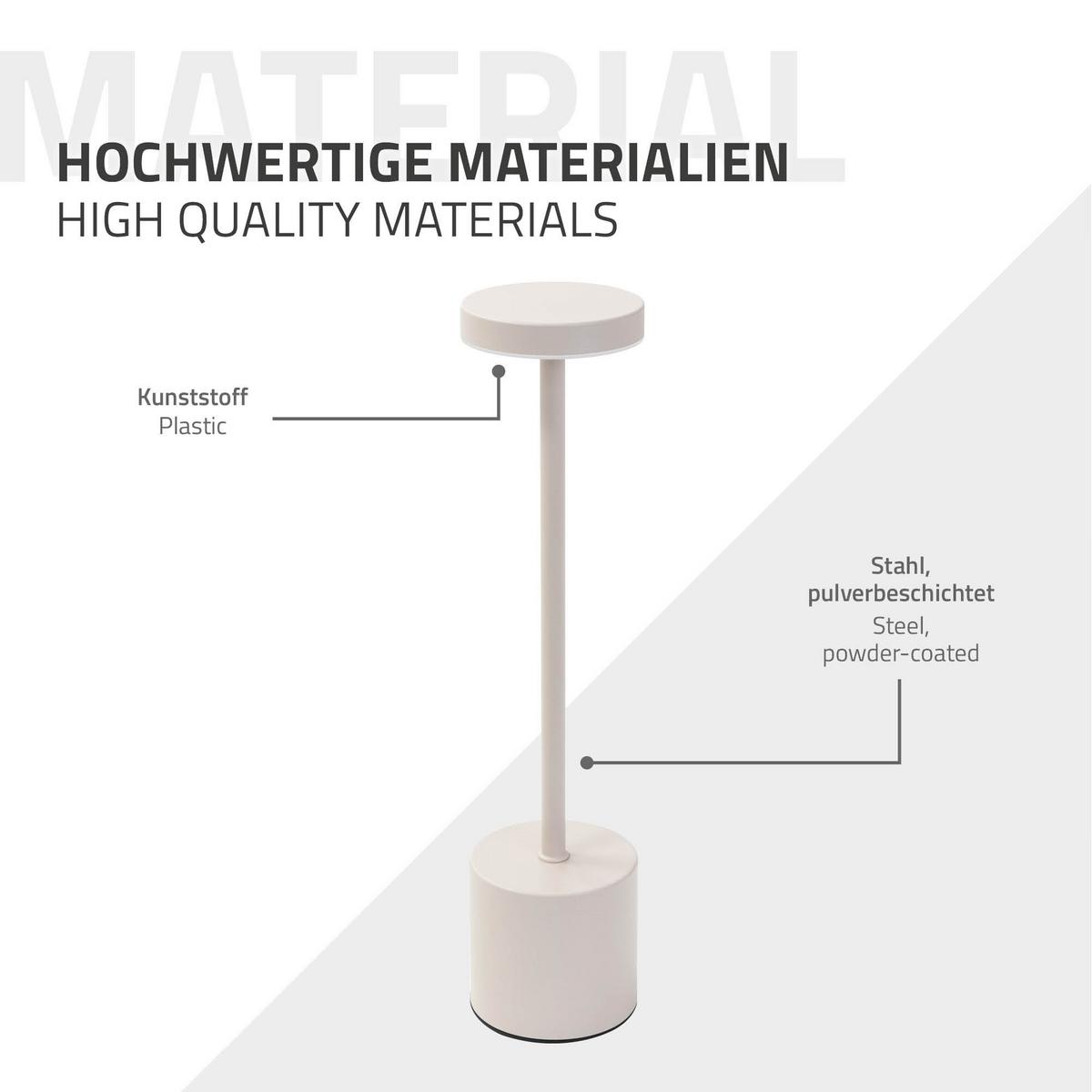 LED TISCHLAMPE kabellos Touch Creme Ø8x34,5cm 3 Lichtfarben Dimmbar - Goldfarben, Metall (8/8/34.2cm) - Home Styling Collection