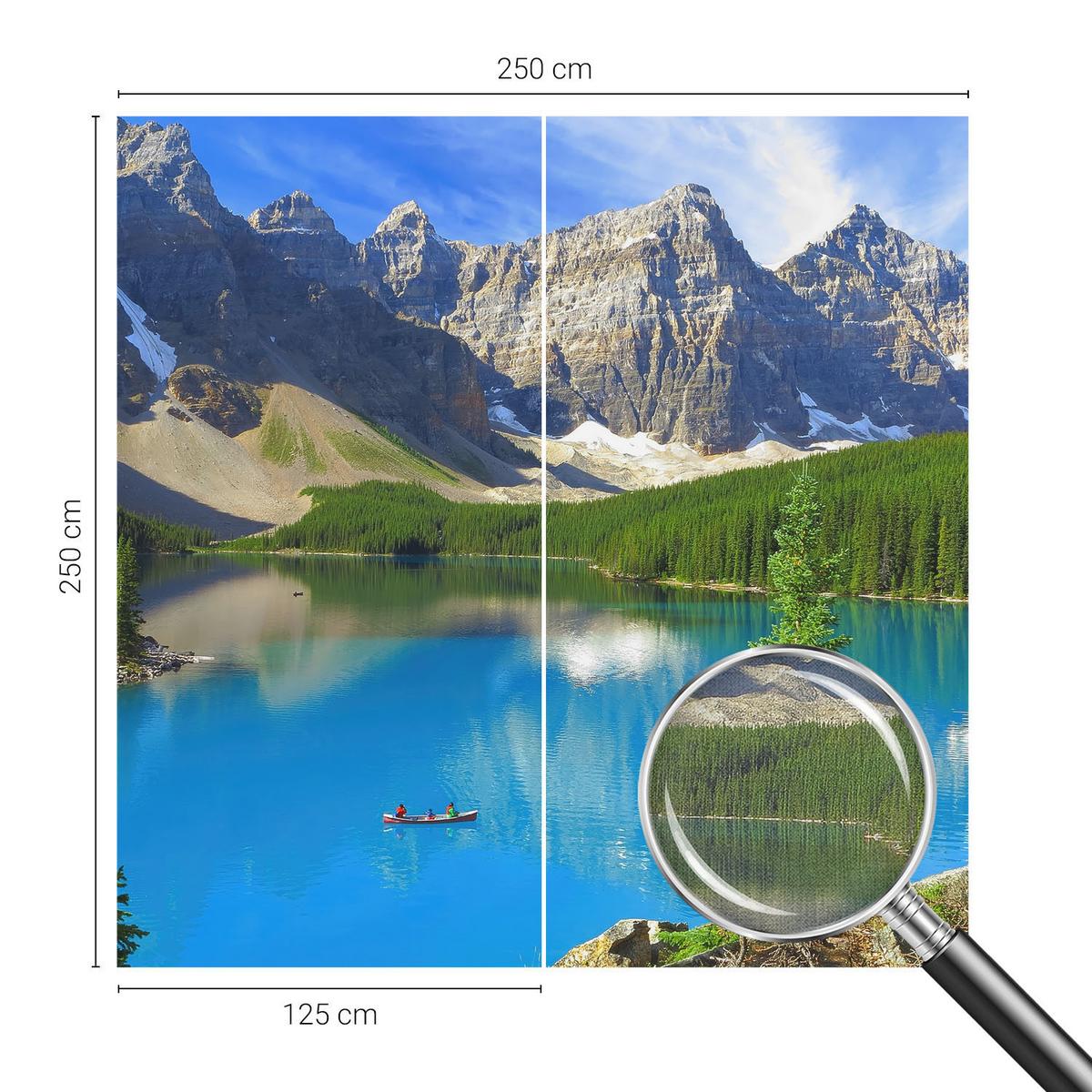 FOTOTAPETE 250x250 cm - Bergsee - Blau, Textil (250/250cm) - Wallfluent