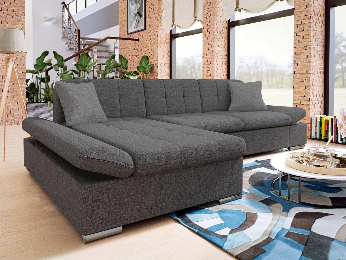 ECKSOFA Montana, Seite: Links - Chromfarben, Holz/Textil (278/161cm) - MIRJAN24