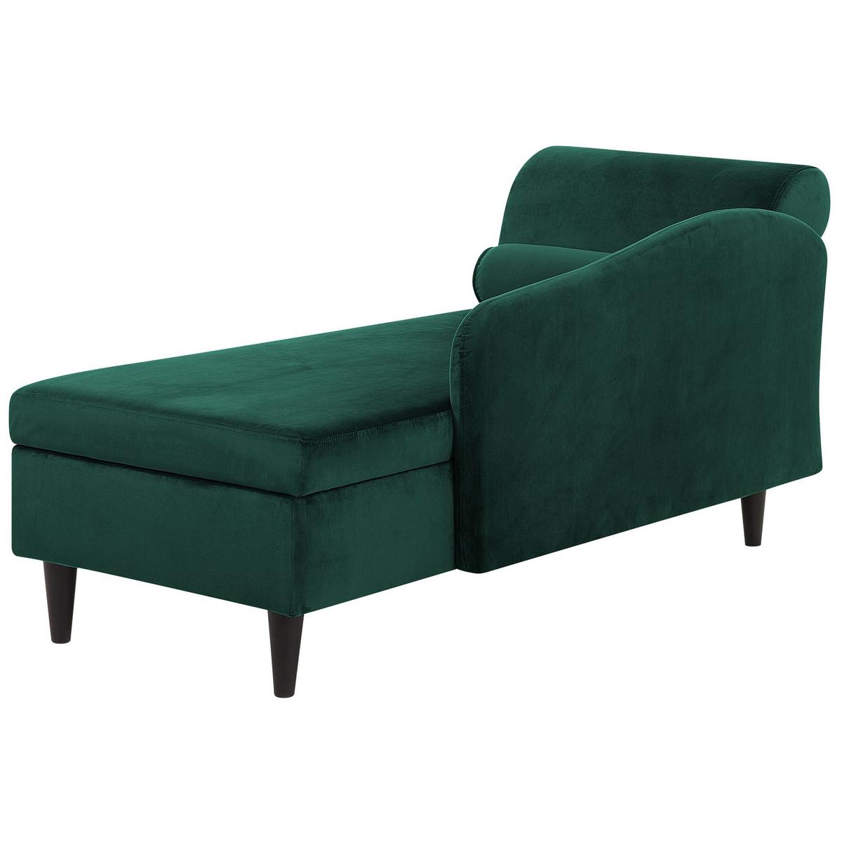 CHAISELONGUE Samtstoff smaragdgrün linksseitig Luiro - Dunkelbraun/Grün, Textil (160/77/70cm) - Beliani