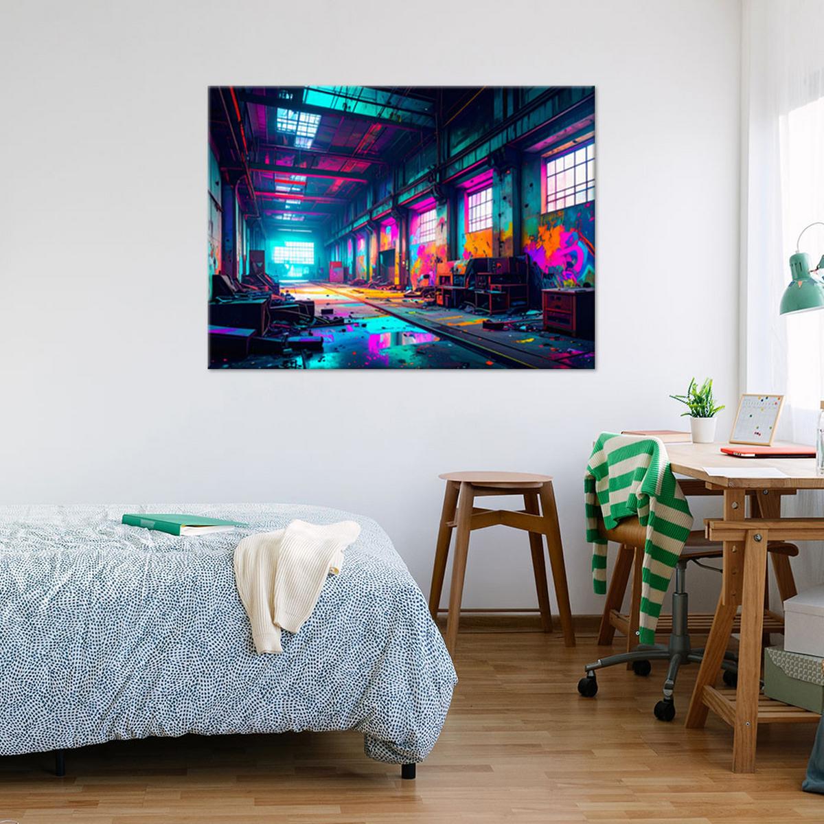 LEINWANDBILD Verlassene alte Fabrik 90x60cm - Multicolor, Textil (90/60cm) - Feeby