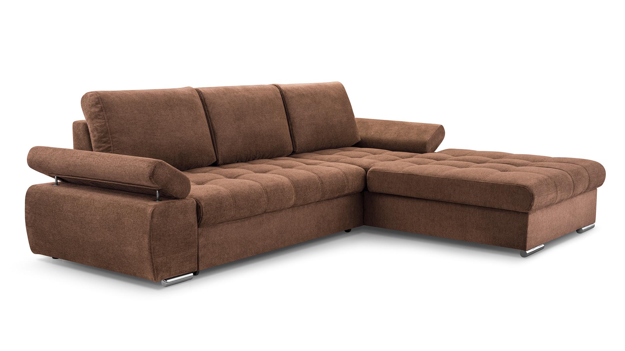 ECKSOFA SANDRO Orange Geflochtener Stoff mit Schlaffunktion - Orange, Holz (277/201cm) - MASSENO