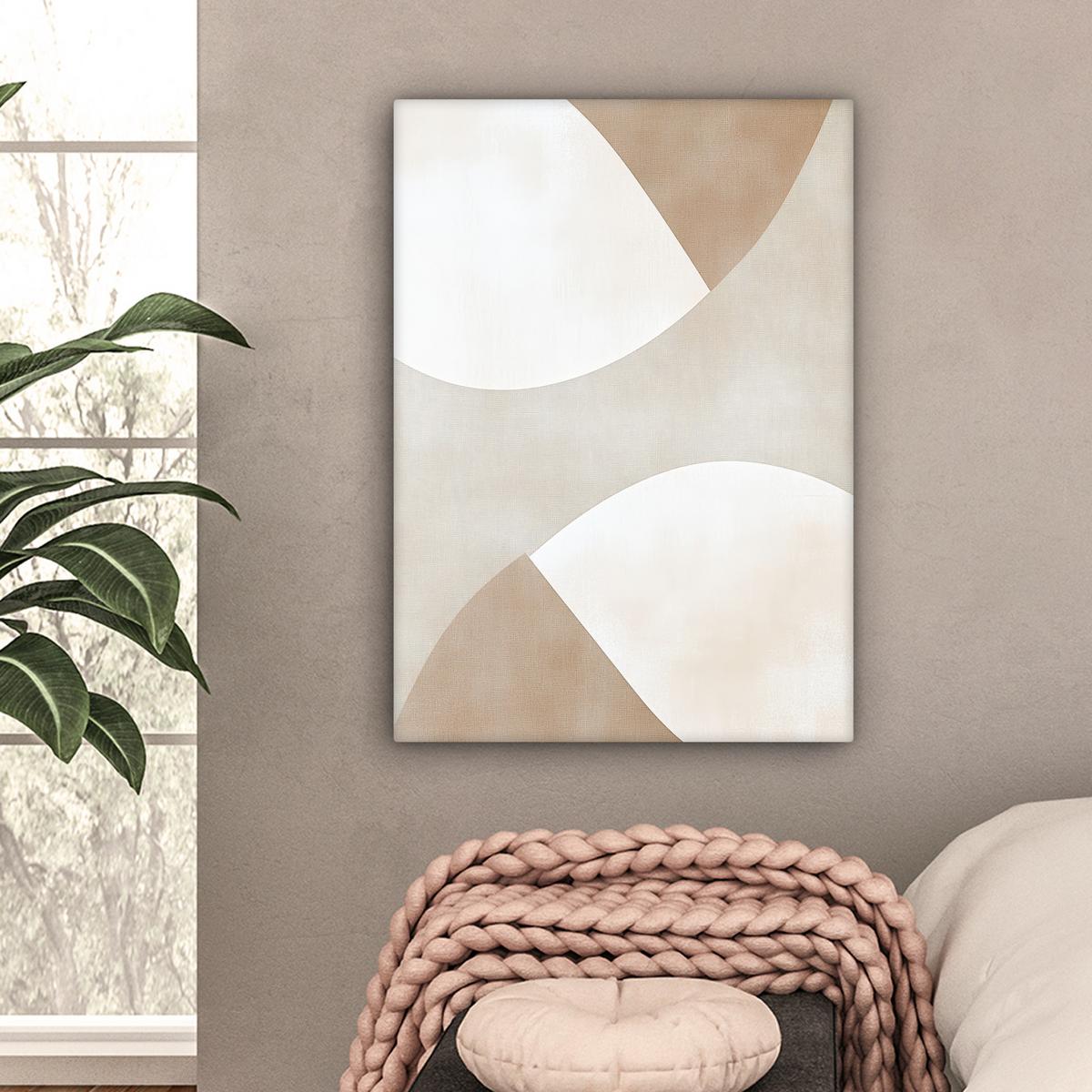 LEINWANDBILD Braun - Japandi - Abstrakt Wandbild Wohnzimmer 60x80 cm - Sandfarben, Textil (60/80cm) - MuchoWow