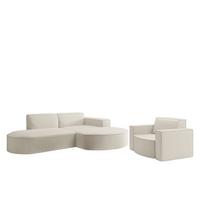 SOFASET Palma Ecksofa Sessel Ascot - Beige, Holzwerkstoff/Textil (236/78/165cm) - Fun Möbel