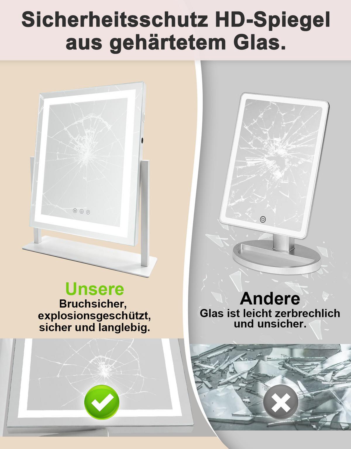 SCHMINKSPIEGEL Nythris 35/10/46.5 cm - Weiß, Glas (10/46.5/35cm) - ZMH