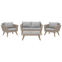 LOUNGE-SET 4-sitzer Rattan Grau Vittoria - Beige, Kunststoff - Beliani