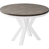 ESSTISCH Clara Weiß runder ausziehbarer, Dunkelgrauer Chicago Beton 120-200/120/76 cm - Dunkelgrau/Weiß, Holzwerkstoff/Metall (120/196/76cm) - WFL GROUP