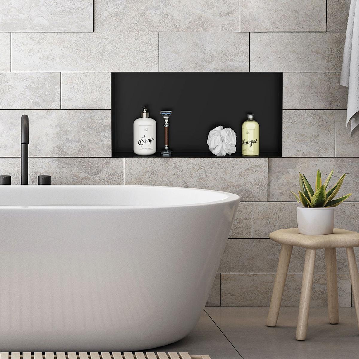 DUSCHNISCHE Schwarz 60/30 cm - Schwarz, Metall (60/30/10cm) - LuxeBath