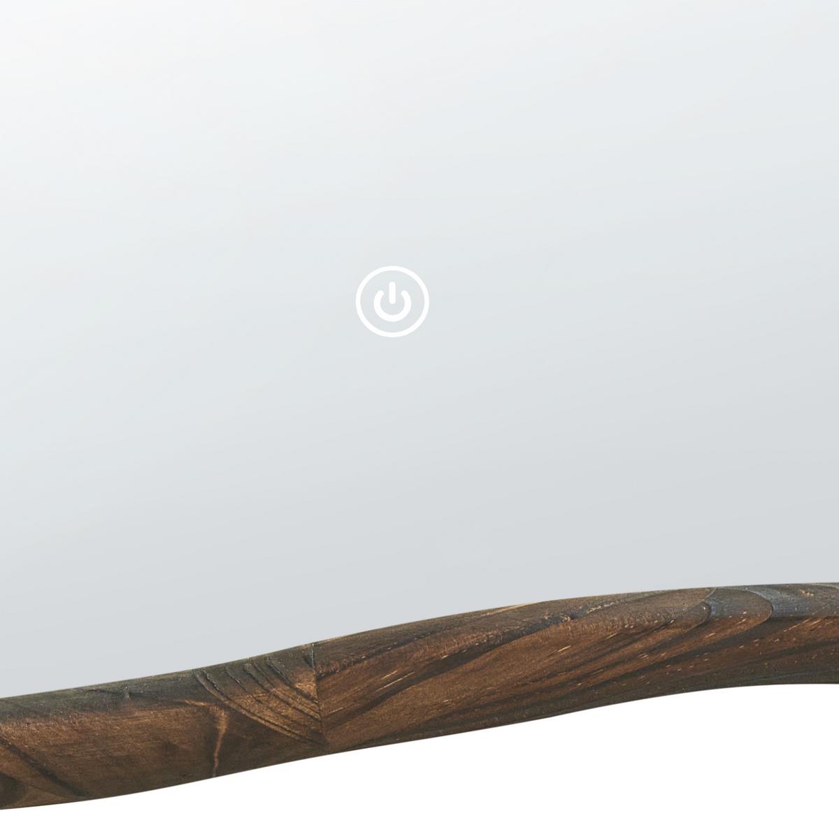 LED-BADEZIMMER-SPIEGEL 93/60 cm Dunkelbraun Mancey - Silberfarben/Braun, Glas (93/60/3cm) - Beliani