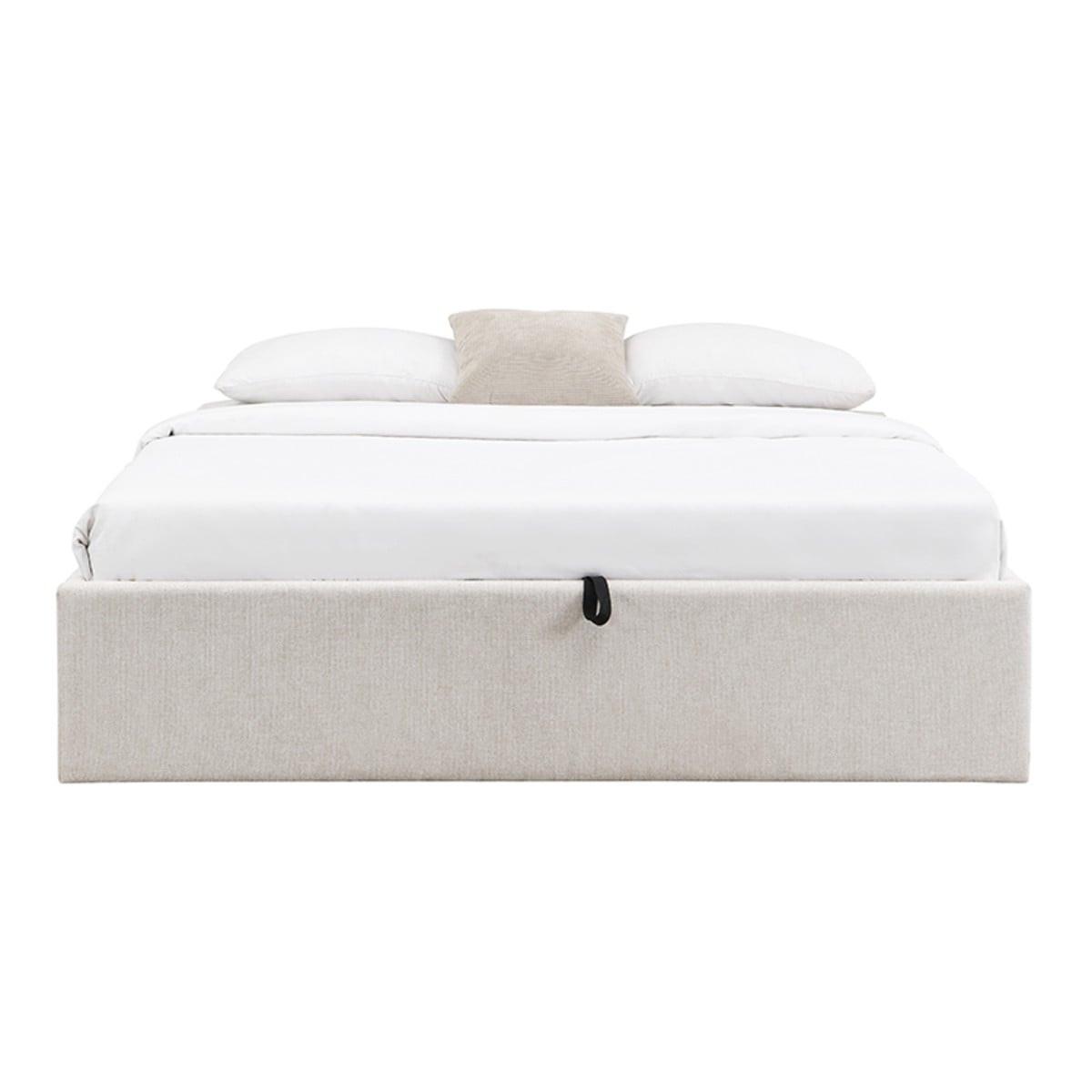 BETT mit Bettkasten 140 x 190 cm aus meliertem Stoff 150/36,50/204 cm - Beige, Holz (190/140cm) - Calicosy