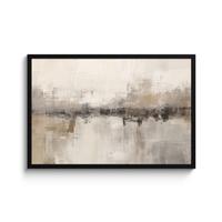 POSTER MIT RAHMENGERAHMTES BILD Moderne Kunst - Abstrakt - Beige 90x60 cm - Beige, Papier (90/60cm) - MuchoWow