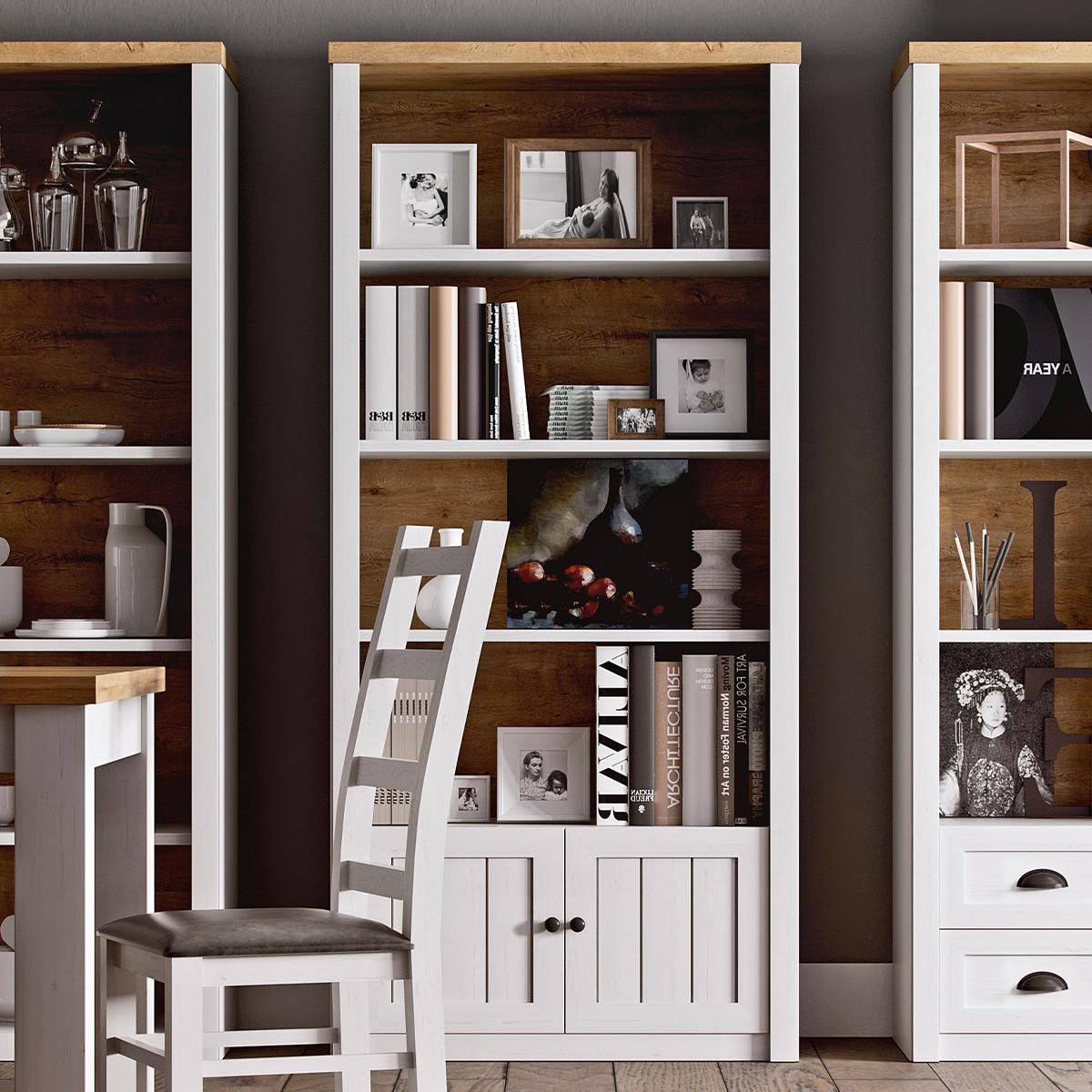 BÜCHERREGAL Léandre Weiß und Holz - Weiß, Holzwerkstoff (90.2/198.1/43.3cm) - Petits-meubles