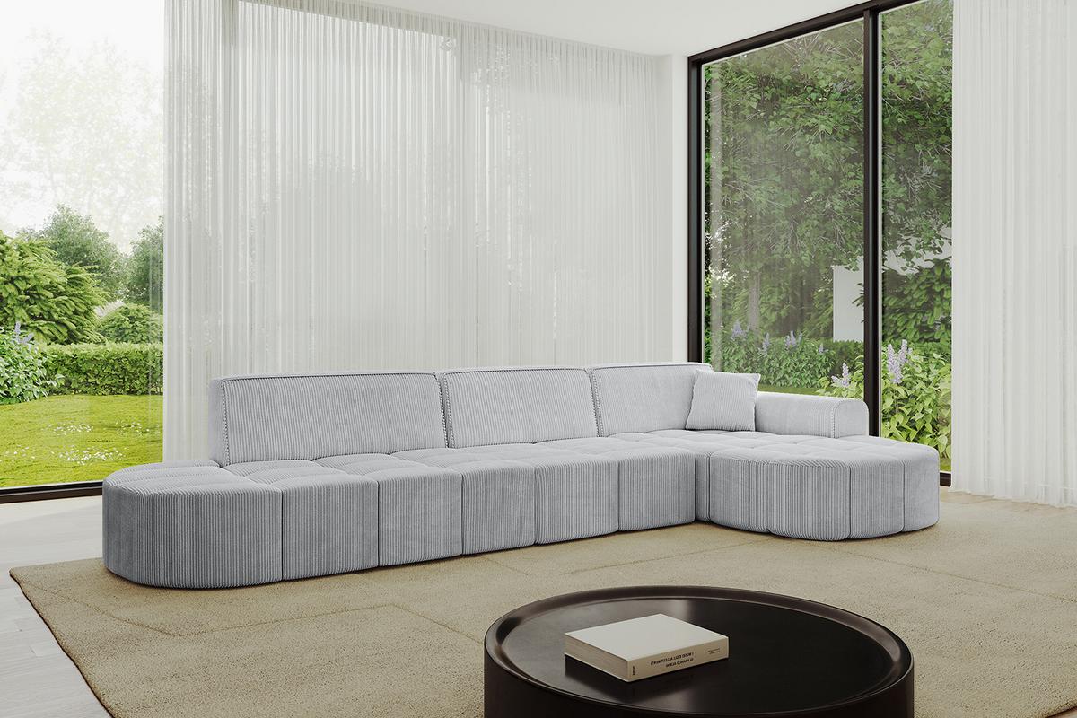 ECKSOFA Ottomane Rechts LIVO-L2 - 337x173x79,5 cm Grau - Grau, Holzwerkstoff/Textil (337/173cm) - ALTDECOR
