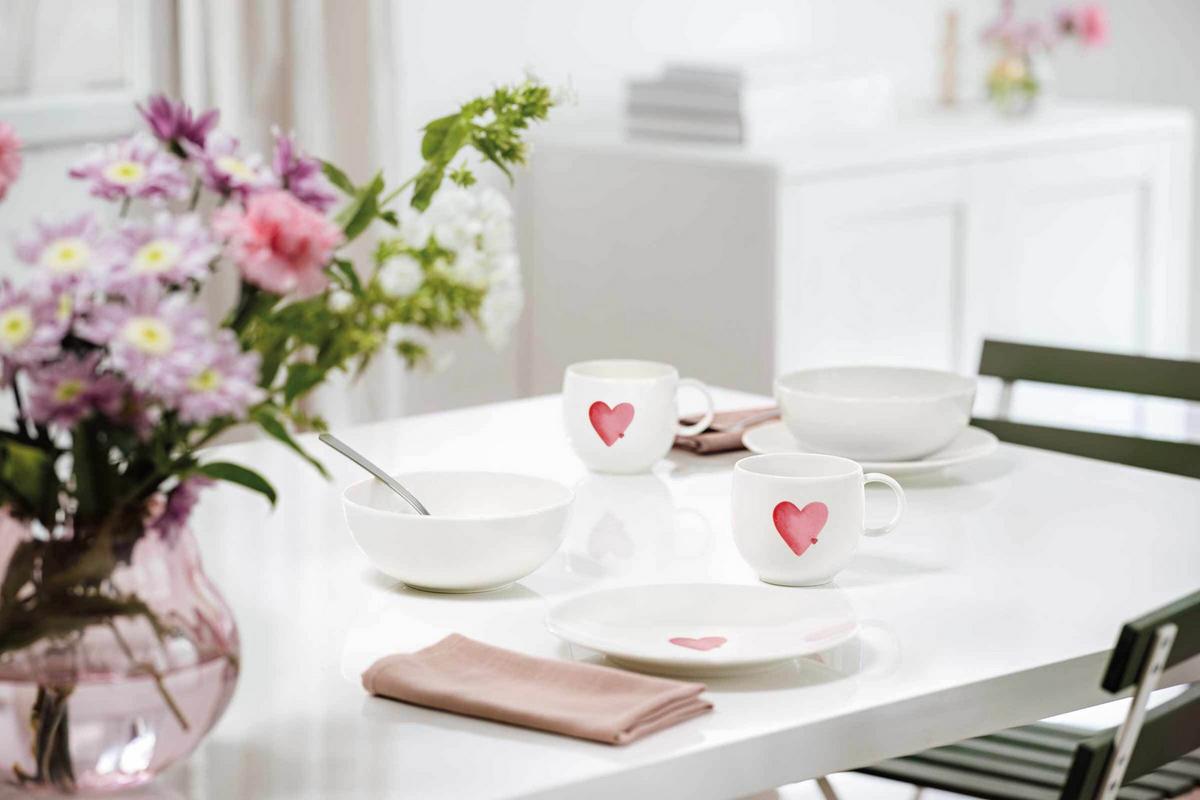 FRÜHSTÜCKSTELLER SENDING LOVE With Love weiß-rot ø 21,2 cm 6er Set - Rot/Weiß, Keramik (21.2cm) - Villeroy & Boch