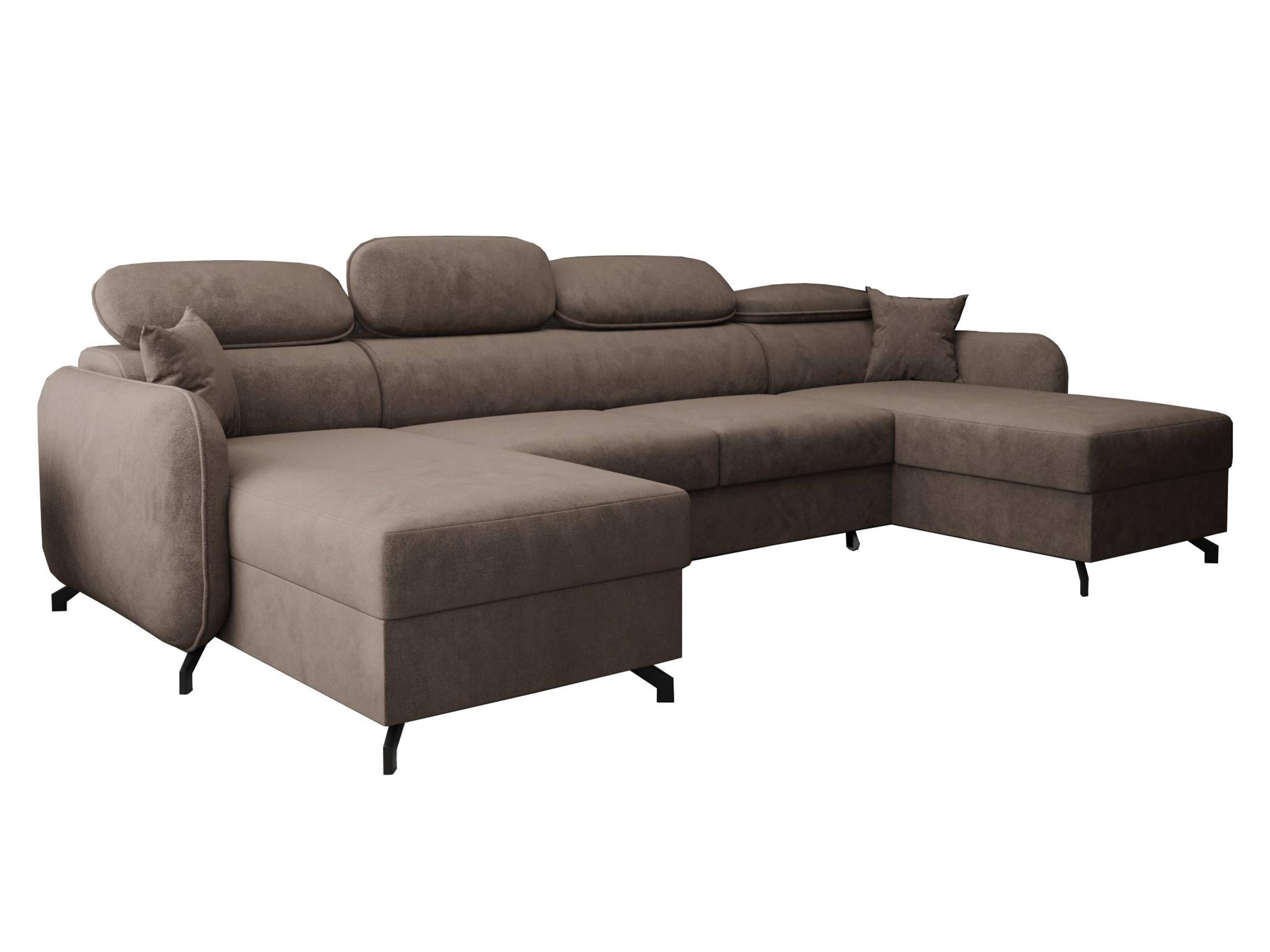 WOHNLANDSCHAFT Ribella 5 Braun 345/180/100 cm mit Schlaffunktion - Schwarz/Bronzefarben, Textil/Metall (345/100/180cm) - AX Living
