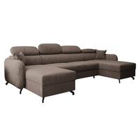 WOHNLANDSCHAFT Ribella 5 Braun 345/180/100 cm mit Schlaffunktion - Schwarz/Bronzefarben, Textil/Metall (345/100/180cm) - AX Living