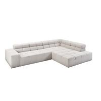 ECKSOFA NEVADA Silber Cord - Silberfarben/Schwarz, Kunststoff/Textil (319/215cm) - KAWOLA