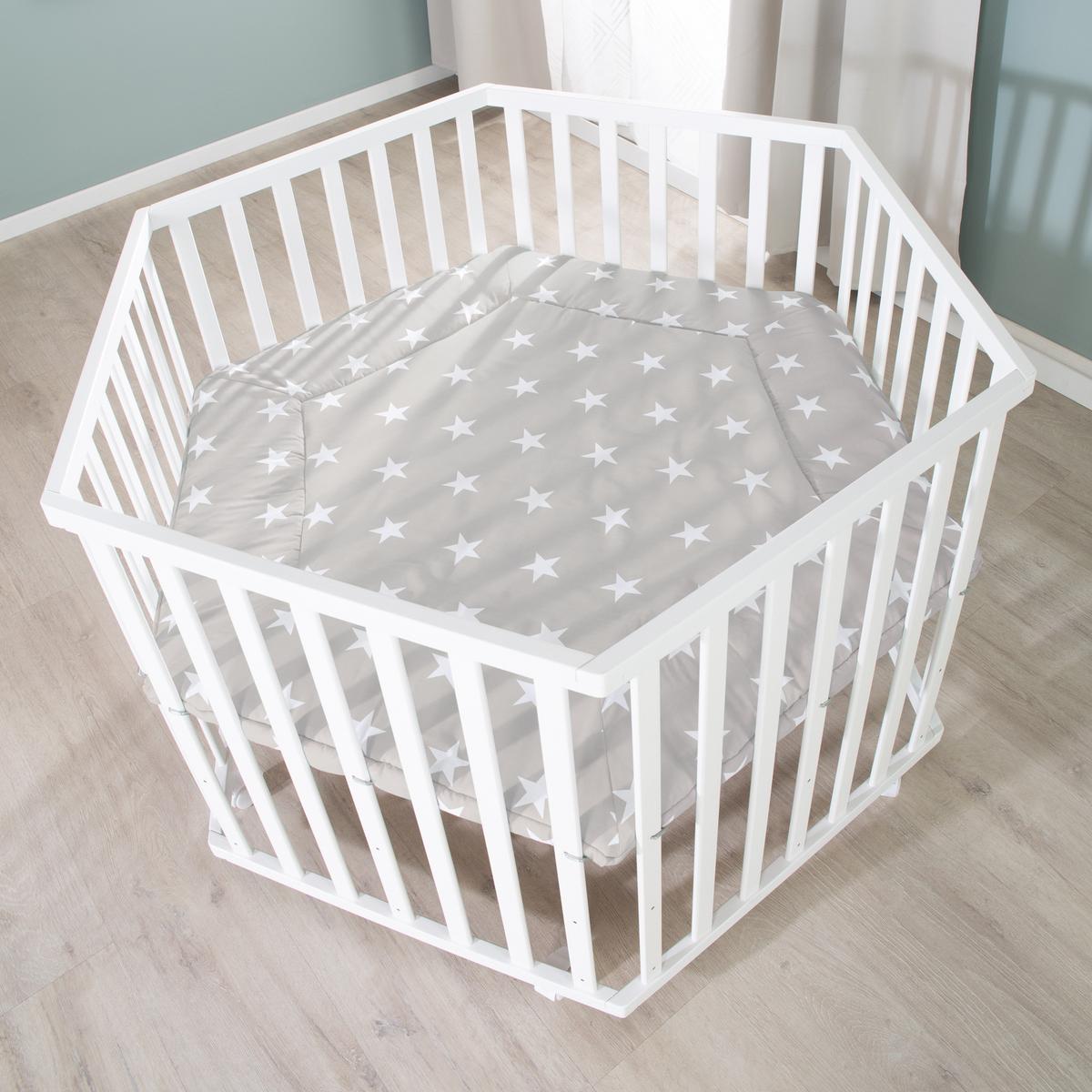 LAUFGITTER 6-eckig Little Stars - Weiß, Holzwerkstoff (118.5/72.5/103.5cm) - Roba