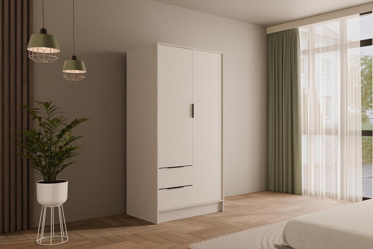 KLEIDERSCHRANK mit Flügeltüren KOLIN 100x200cm Weiß / Weiß - Weiß, Holzwerkstoff (102/200/51cm) - ALTDECOR