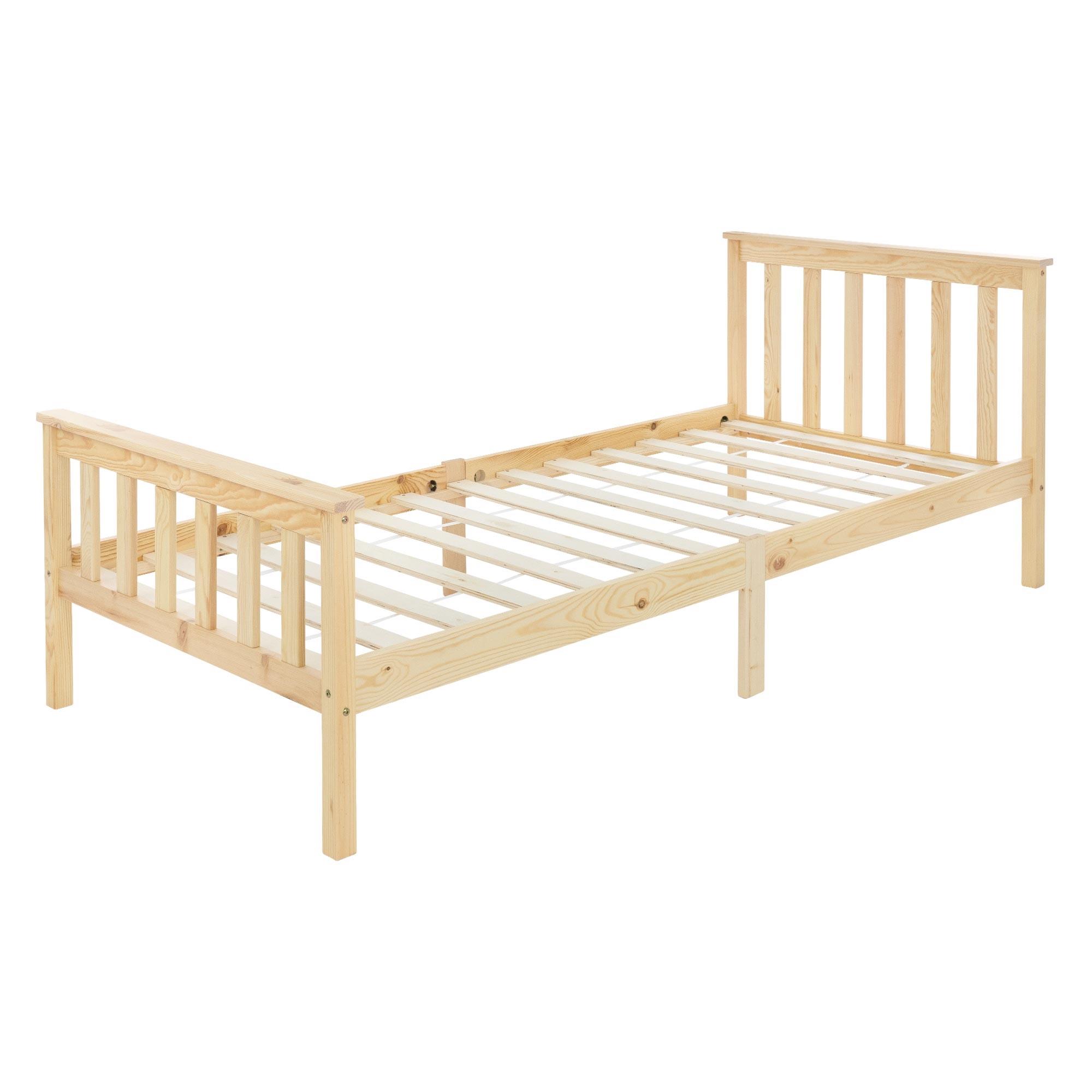 HOLZBETT 90x200 cm Natur aus Kiefernholz mit Lattenrost - Naturfarben, Holz (90/200cm) - ML-DESIGN