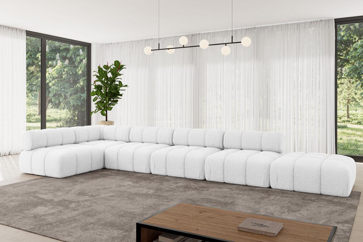 ECKSOFA modulares Sofa Favio-L3 - 475x190x70 cm Weiß Bouclé - Weiß, Holzwerkstoff/Textil (475/190cm) - ALTDECOR