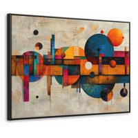 LEINWAND Bilder mit Rahmen - Vintage - Moderne Kunst - Orange - Geometrische Formen - 80x60 - Multicolor, Textil (80/60cm) - MuchoWow