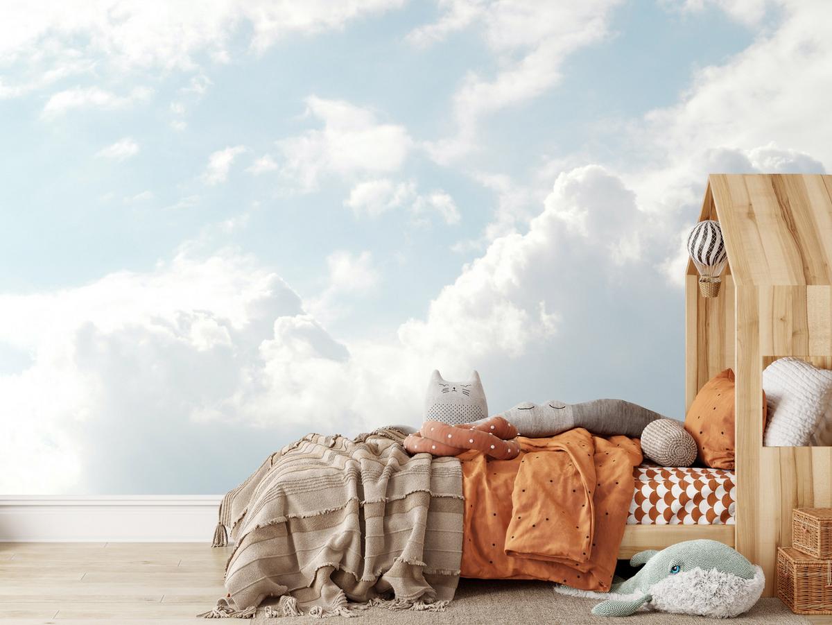 FOTOTAPETE für Schlafzimmer Dichte Weiße Wolken Himmel 100x70 - Blau/Weiß, Papier (100/70cm) - Muralo